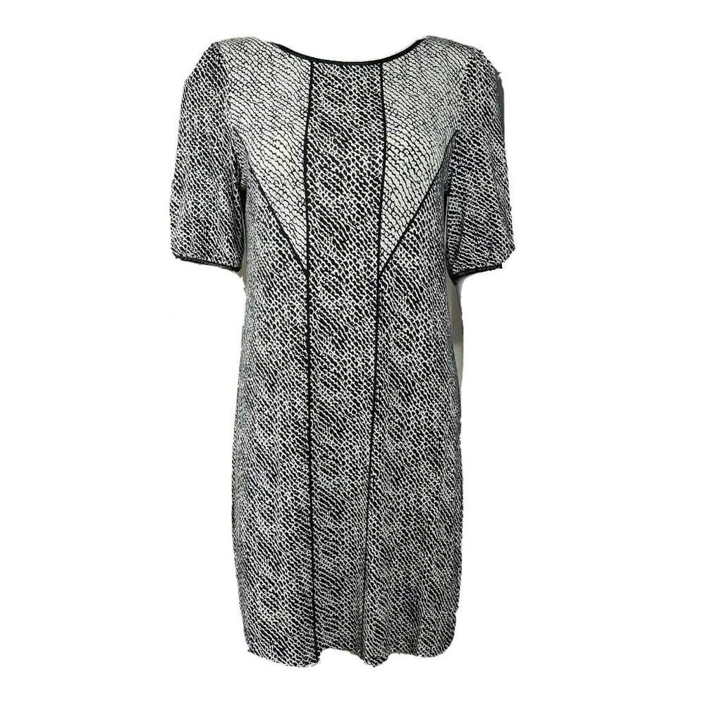 Tart Dress Womens‎ Size M Medium Black White Short Sleeve Faux Leather Detail